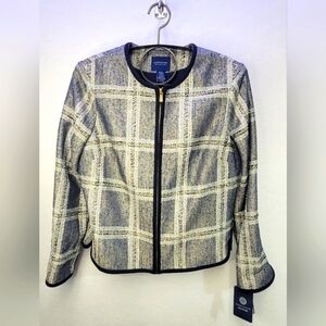 Don Caster Collection Tweed Silk With Metallic Threads Jacket Womens Size 10